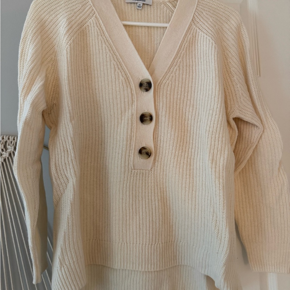 Madewell Cream V-Neck Sweater